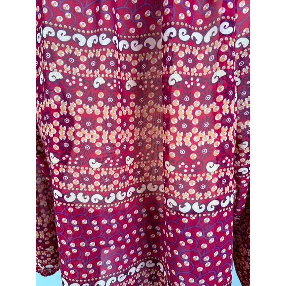 VTG Faded Glory Womens Paisley Top 2X Sheer Fairy Whimsigoth Feminine Blouse - Picture 6 of 7